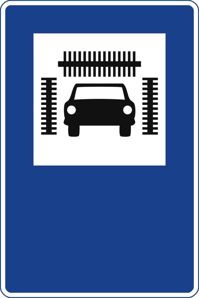 Rectangular traffic signal in blue and white, isolated on white background. Car wash vector