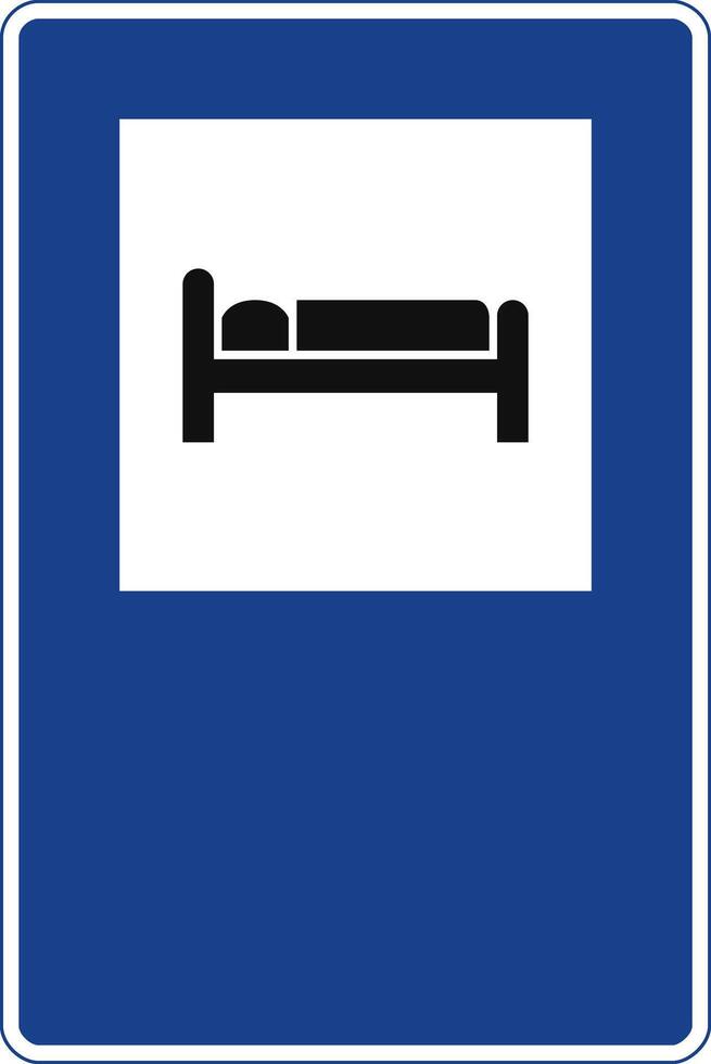 Rectangular traffic signal in blue and white, isolated on white background. Hotel vector