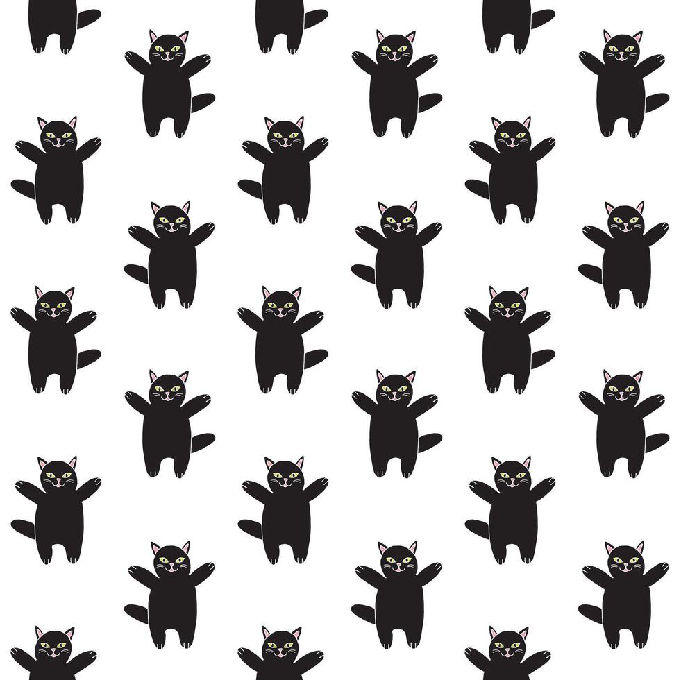 Seamless pattern of doodle cat vector