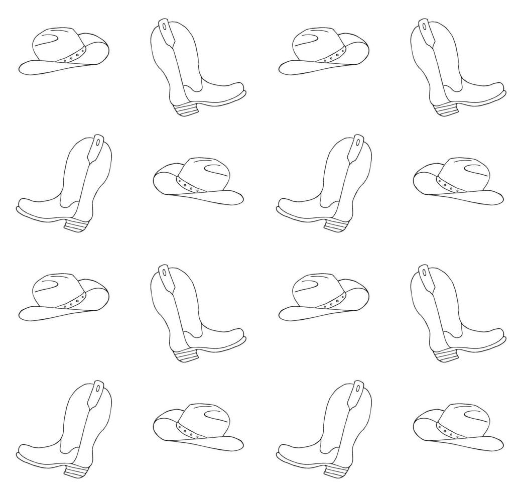 Seamless pattern of cowboy hat and boot vector
