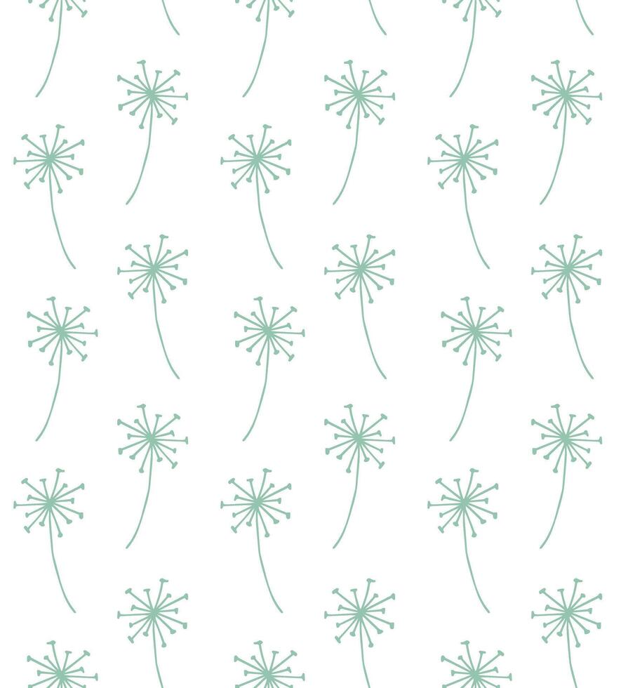 Seamless pattern of sketch dandelion flower vector