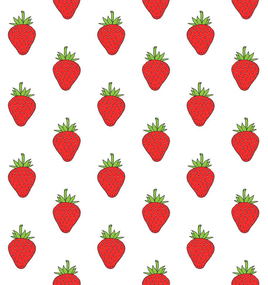 Seamless pattern of sketch strawberry vector