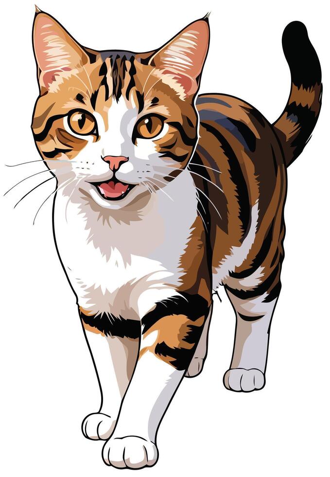 Graceful Agean cat art and Illustration vector