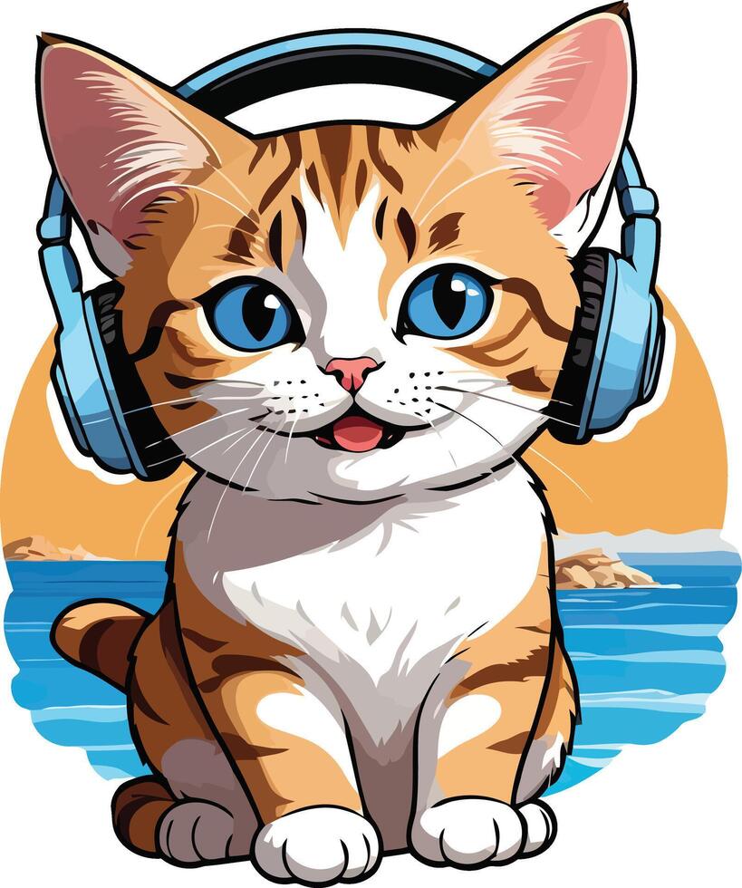 Graceful Agean cat art and Illustration vector