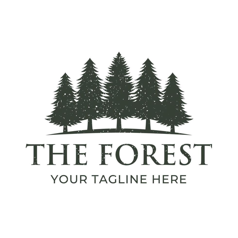 Tree logo design. Pine forest logo illustration vector