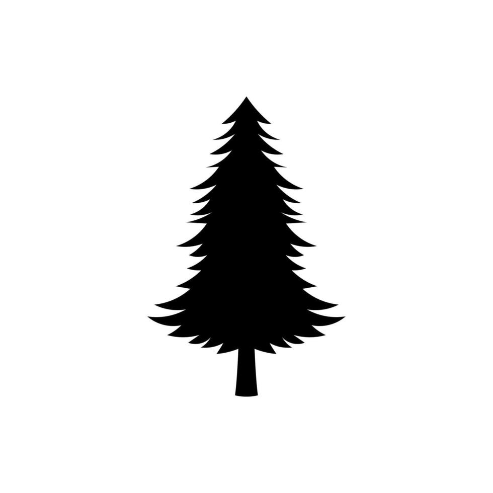 Monochrome illustration of a wild spruce silhouette on a white background. vector