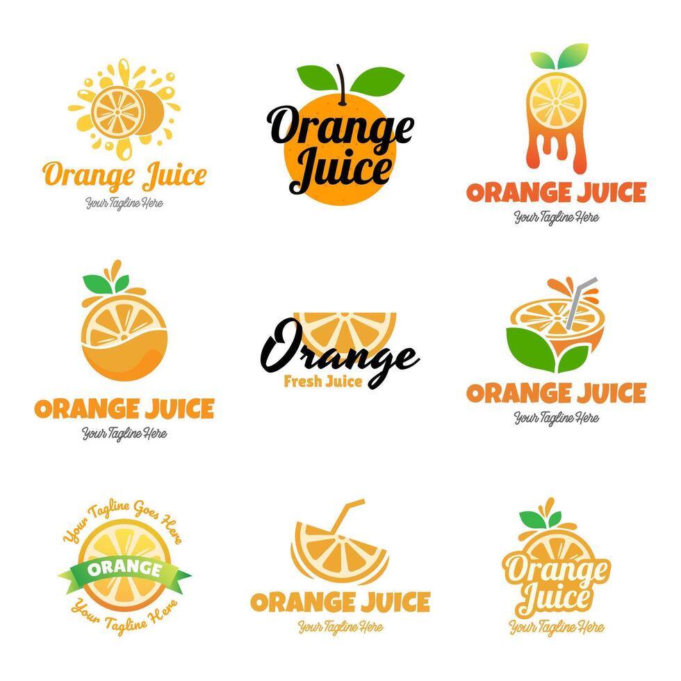 Set of orange juice logos on white background vector
