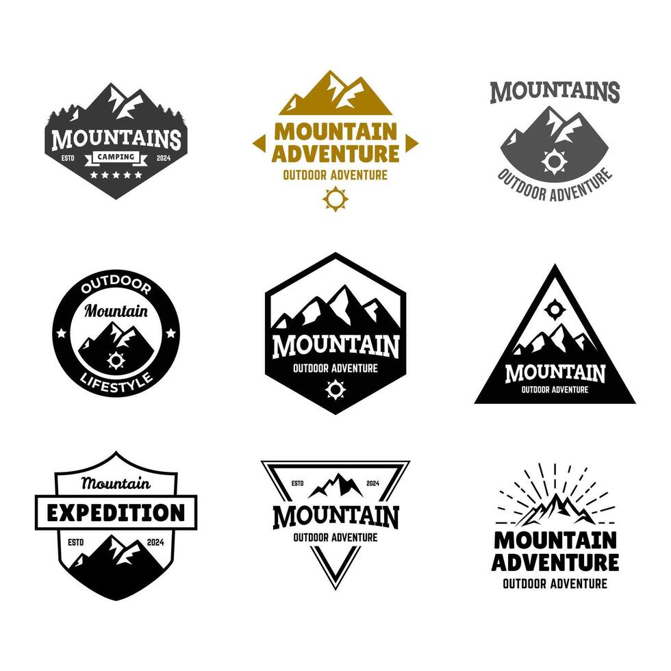 Set of Adventure and outdoor vintage logo template, badge or emblem style vector