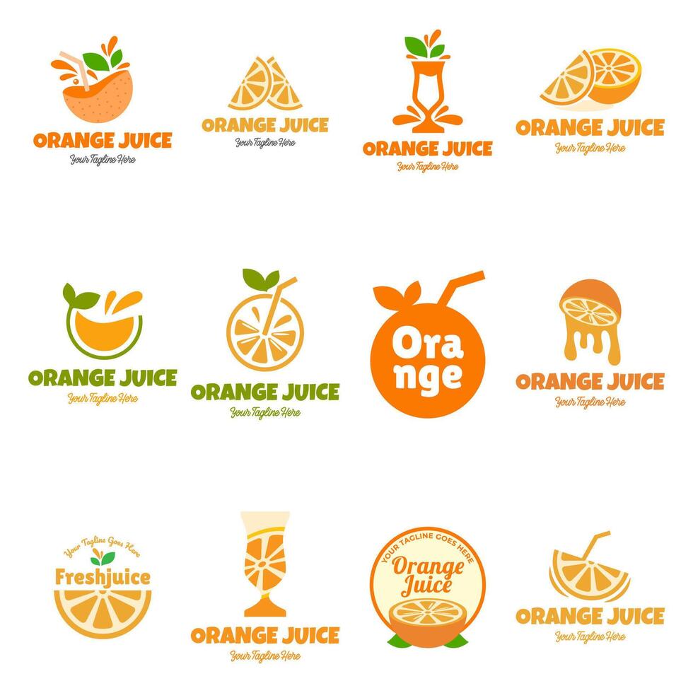 Set of orange juice logos on white background vector