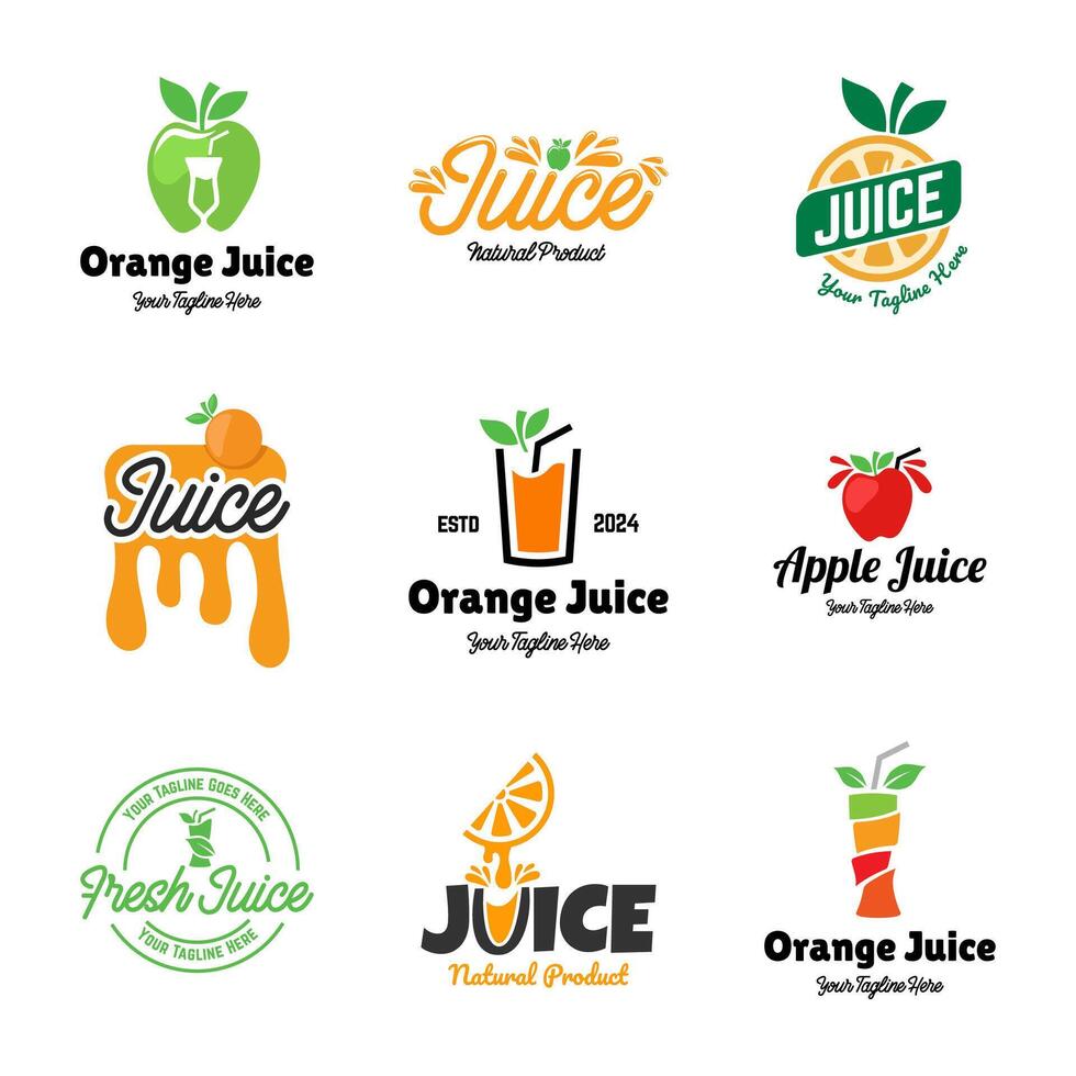 Set of juice logos on white background vector