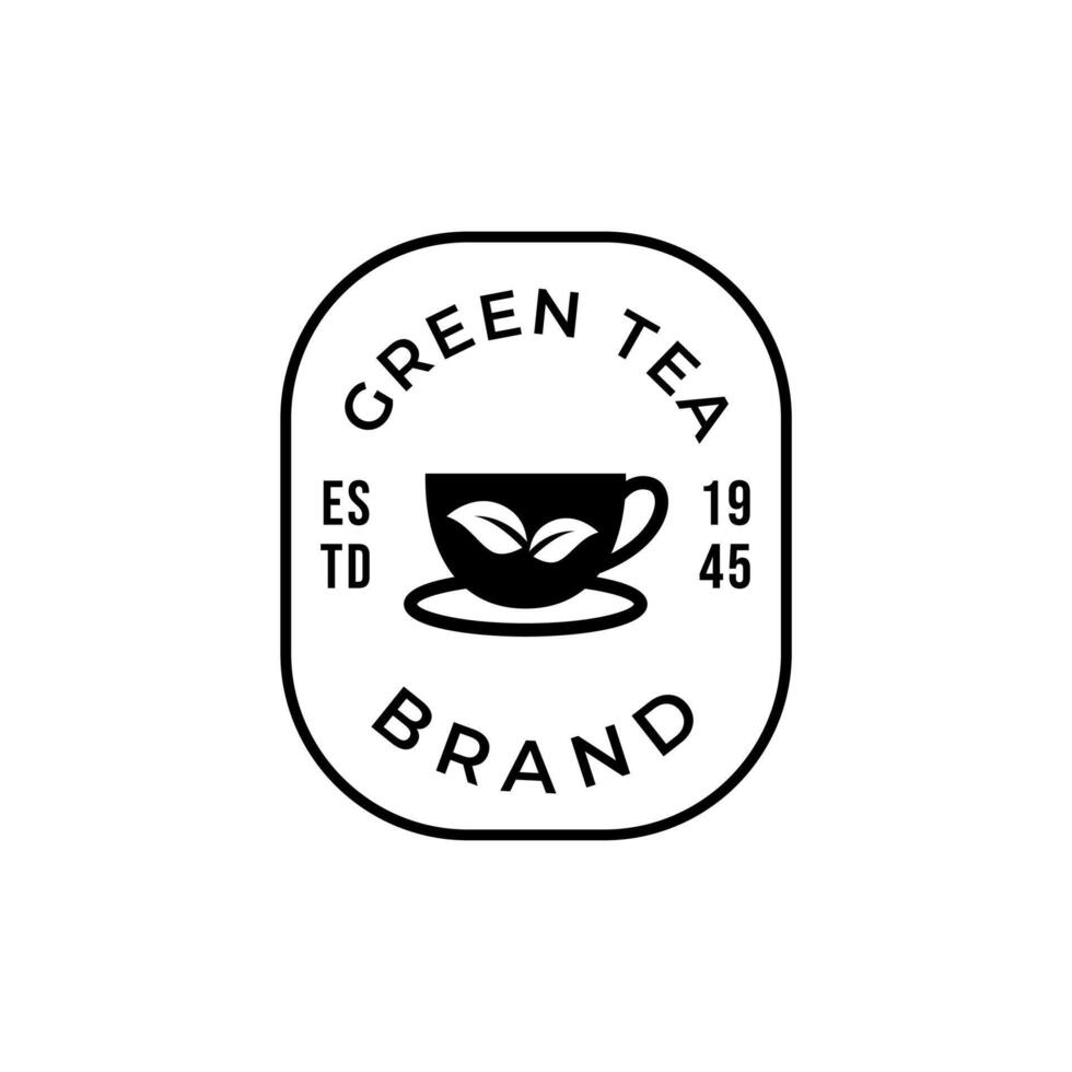 Natural green tea cup for logo design concept editable. vector