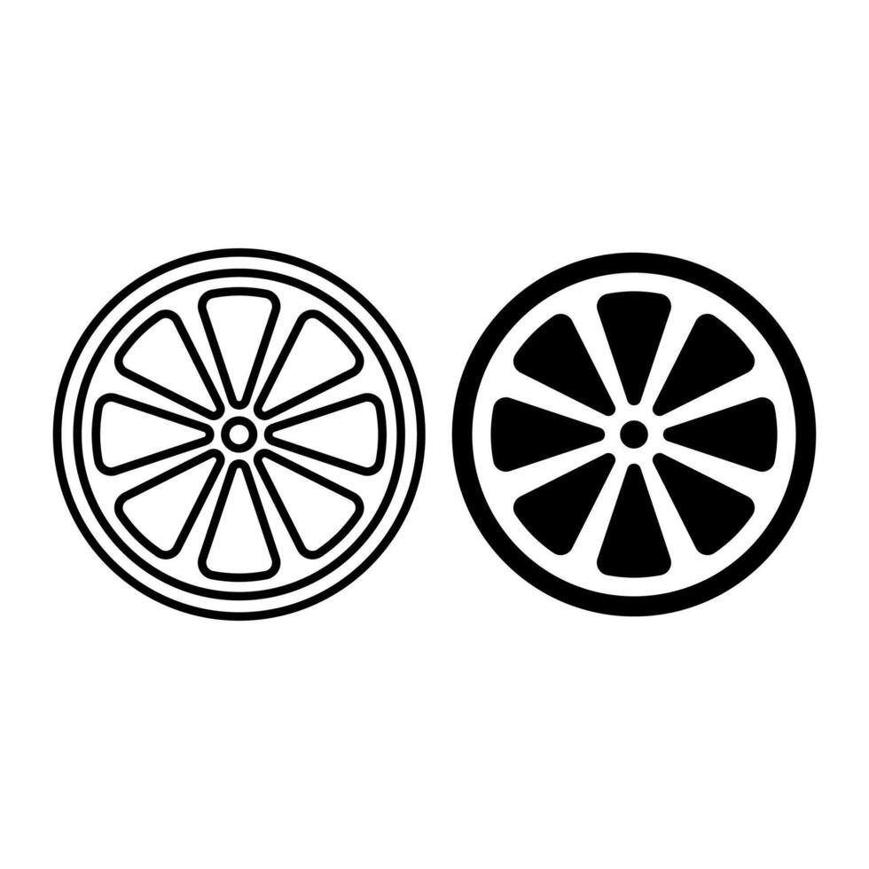Lemon, orange icon in flat black style, isolated on white background vector
