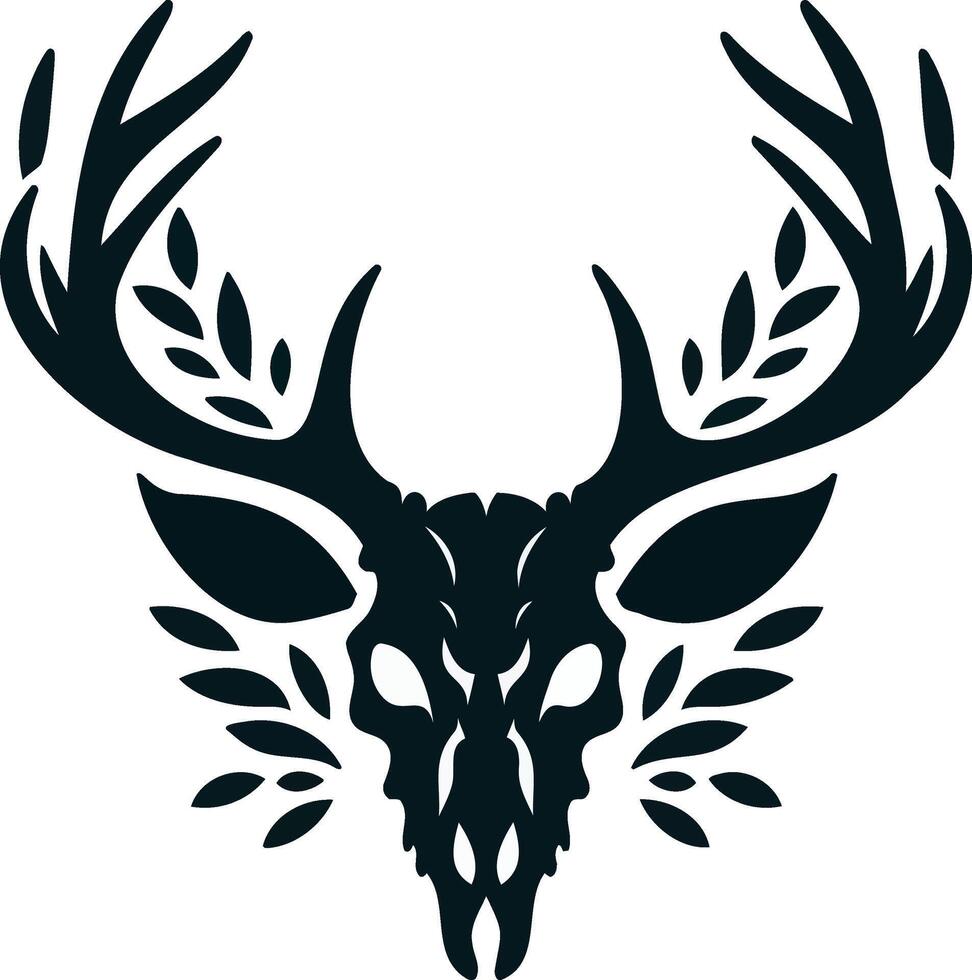Deer skull logo with hunting elements illustrations vector