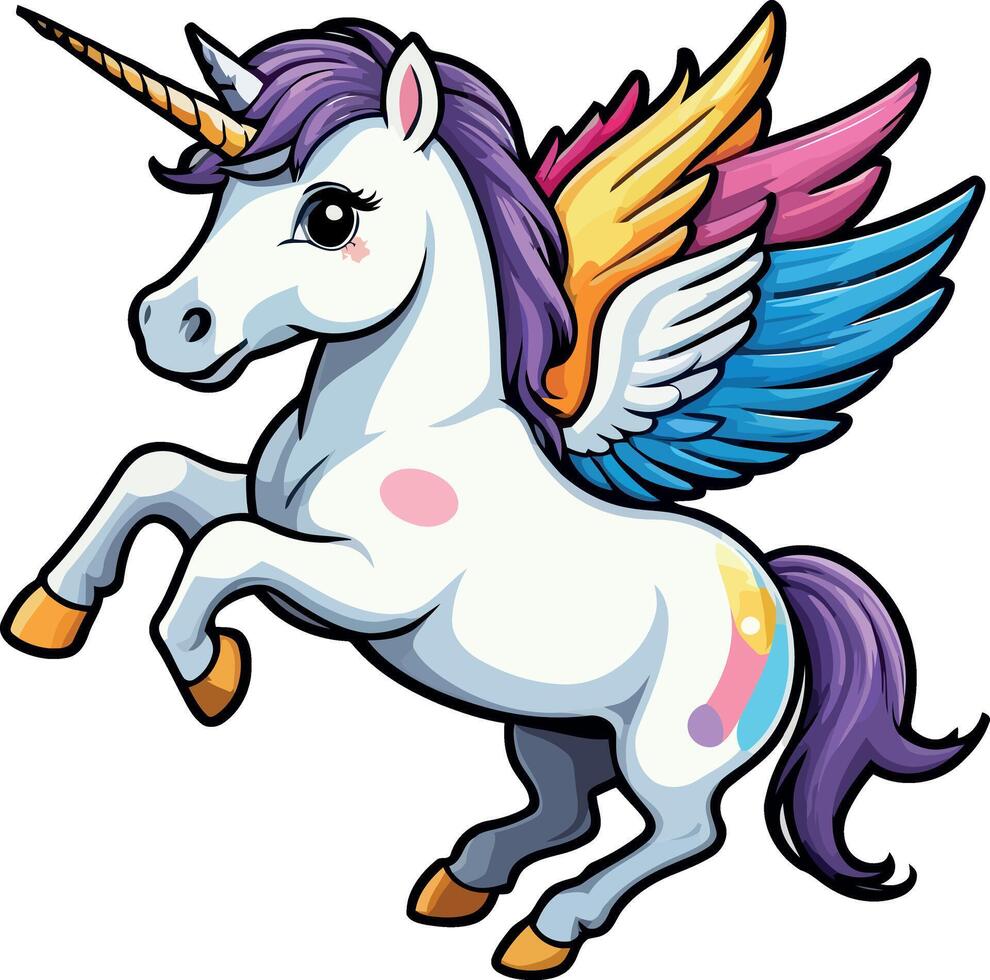 Cute Unicorn with wings Cartoon illustration vector