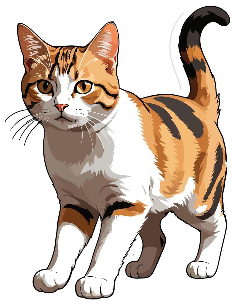 Graceful Agean cat art and Illustration vector