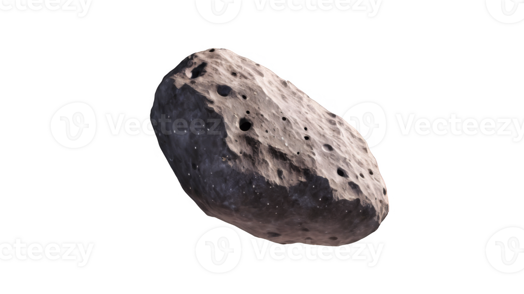 Asteroids swarm of boulders or stone meteorite isolated on transparent background, flying rock in the space. png