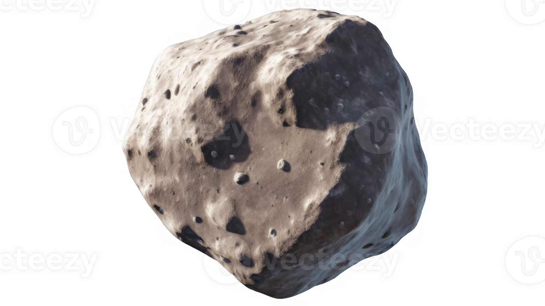 Asteroids swarm of boulders or stone meteorite isolated on transparent background, flying rock in the space. png
