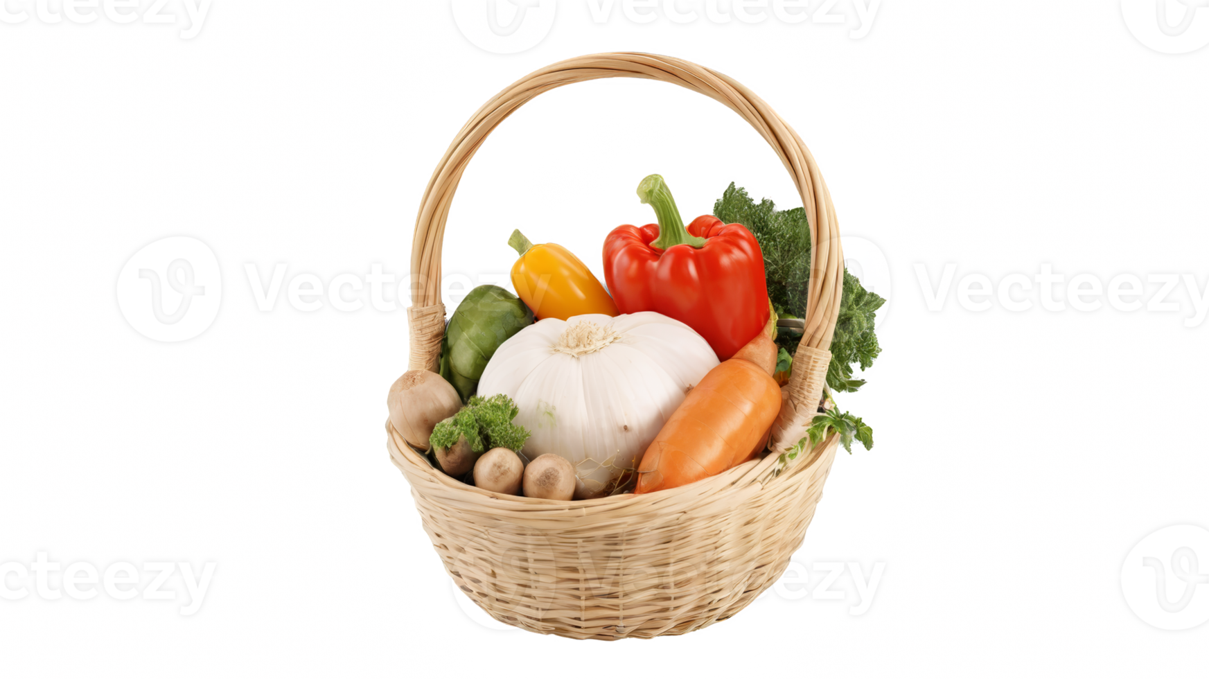 basket with vegetables isolated on transparent background png