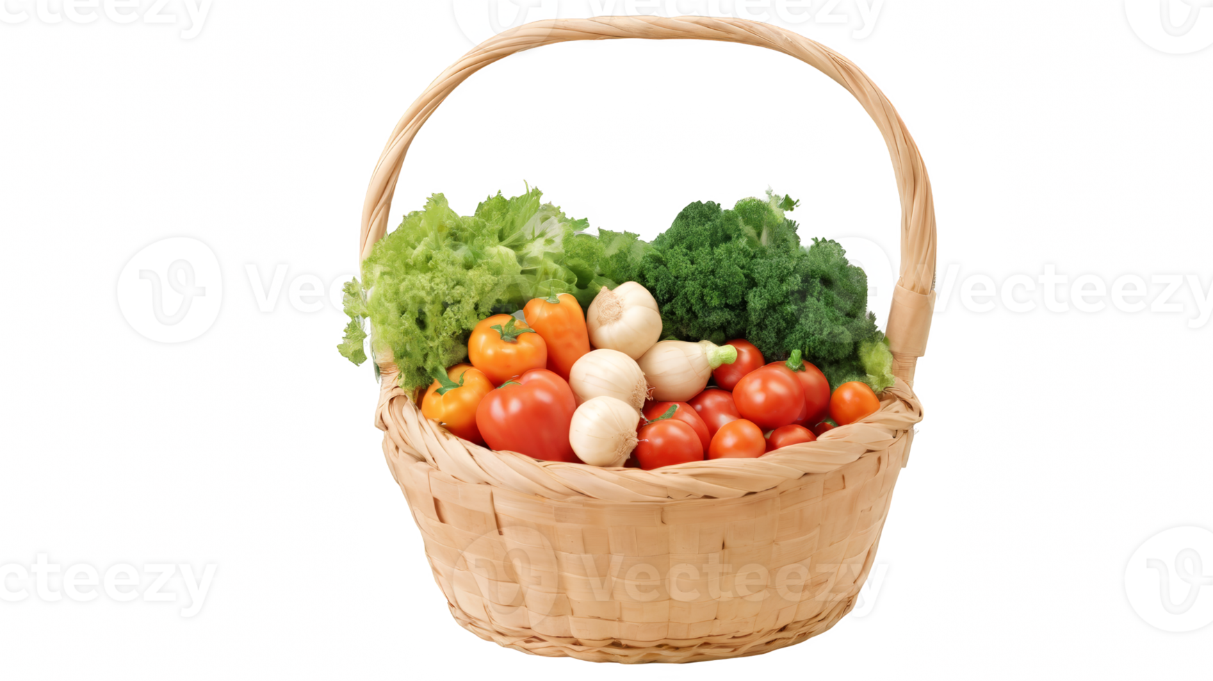 basket with vegetables isolated on transparent background png