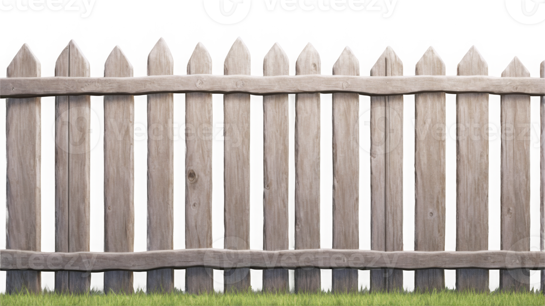 Rustic wooden fence in realistic 3d render with transparent background png