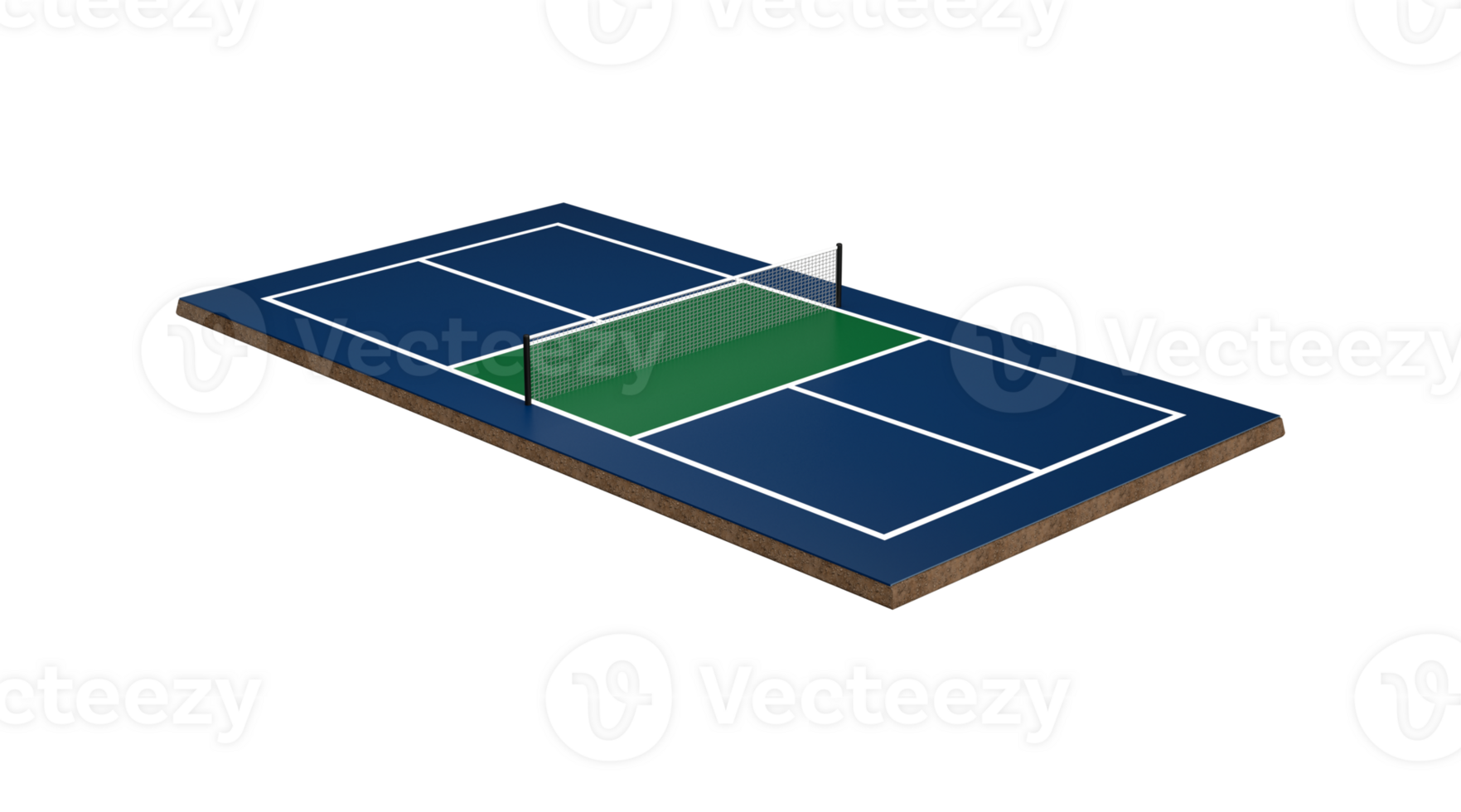 3D Pickleball Court With A Net, Blue Floor And White Lines Marking The Boundaries 3D Illustration png