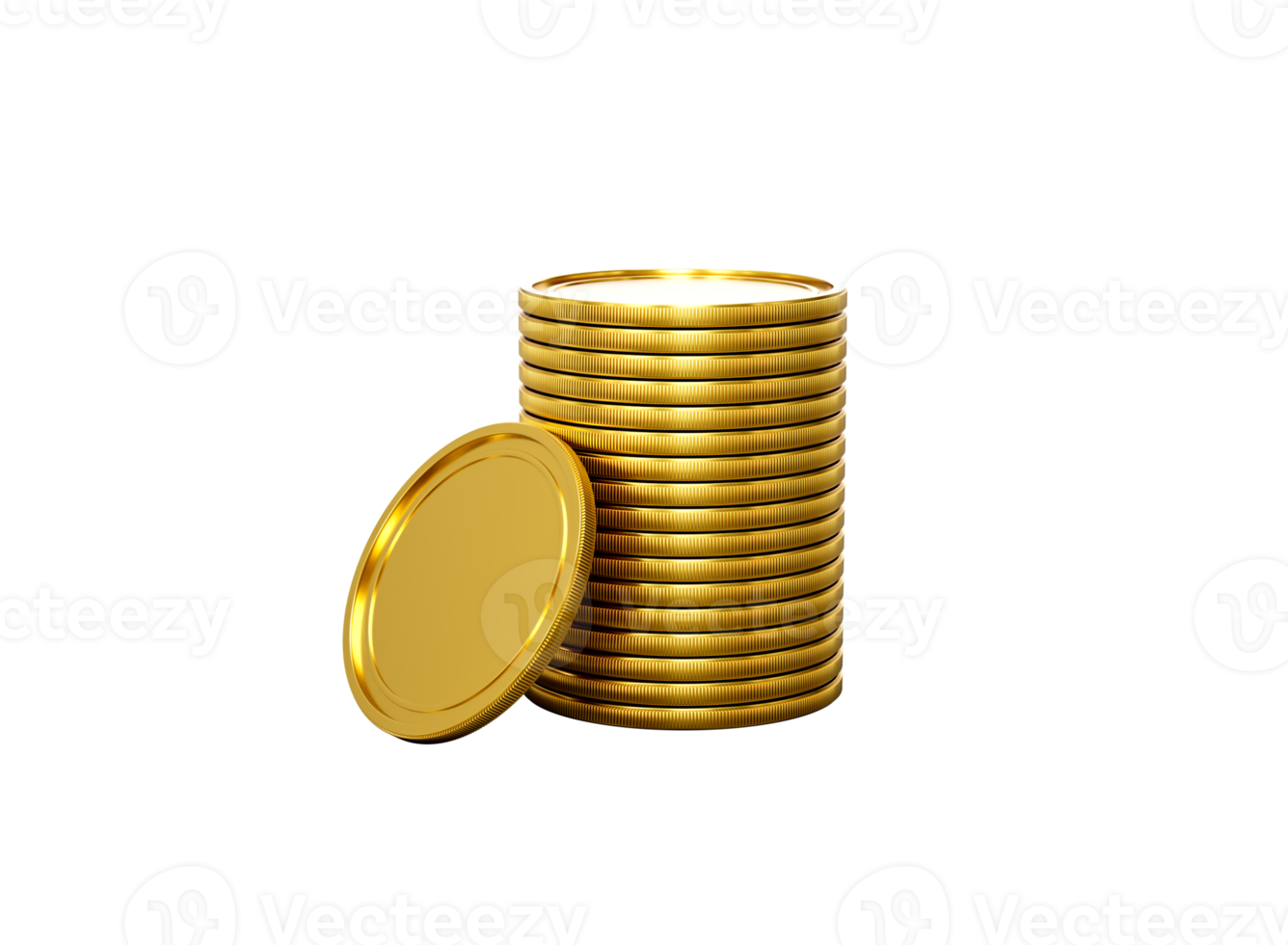 3d Stack Of Golden Coins Shiny Rounded Coins Stack 3d Illustration png
