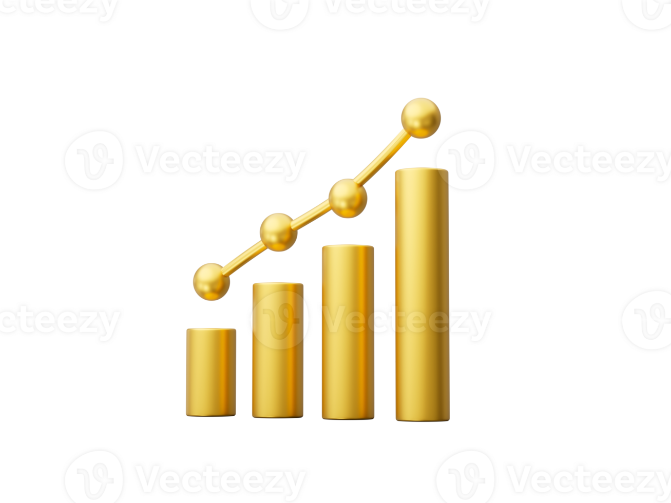 3d Golden Business Growth Or Finance Progress Statistic Graph Symbol Icon 3d illustration png