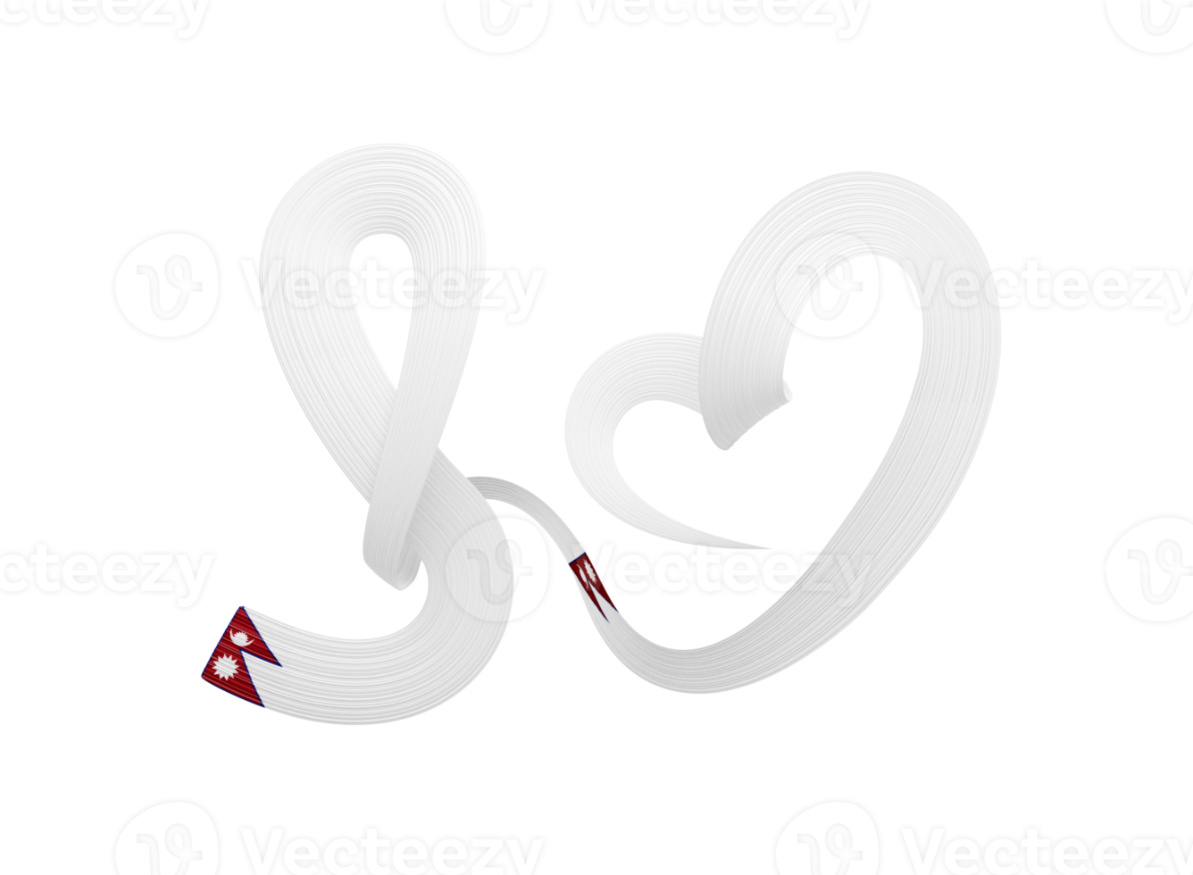 3d Flag Of Nepal Heart Shape Shiny Wavy Awareness Ribbon Flag 3d Illustration png
