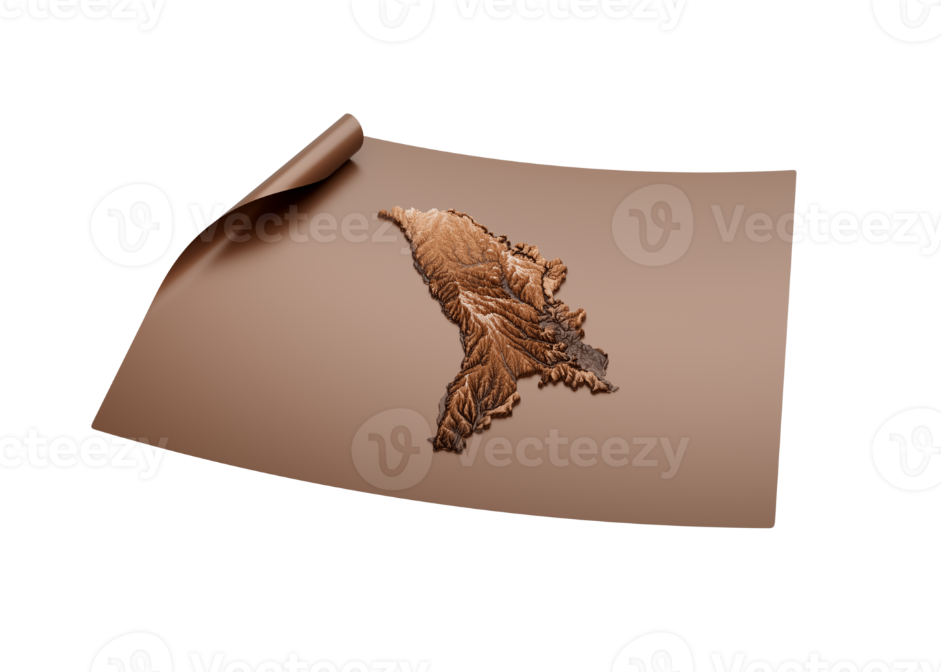Map Of Moldova Old Style Brown On Unrolled Map Paper Sheet 3d Illustration png