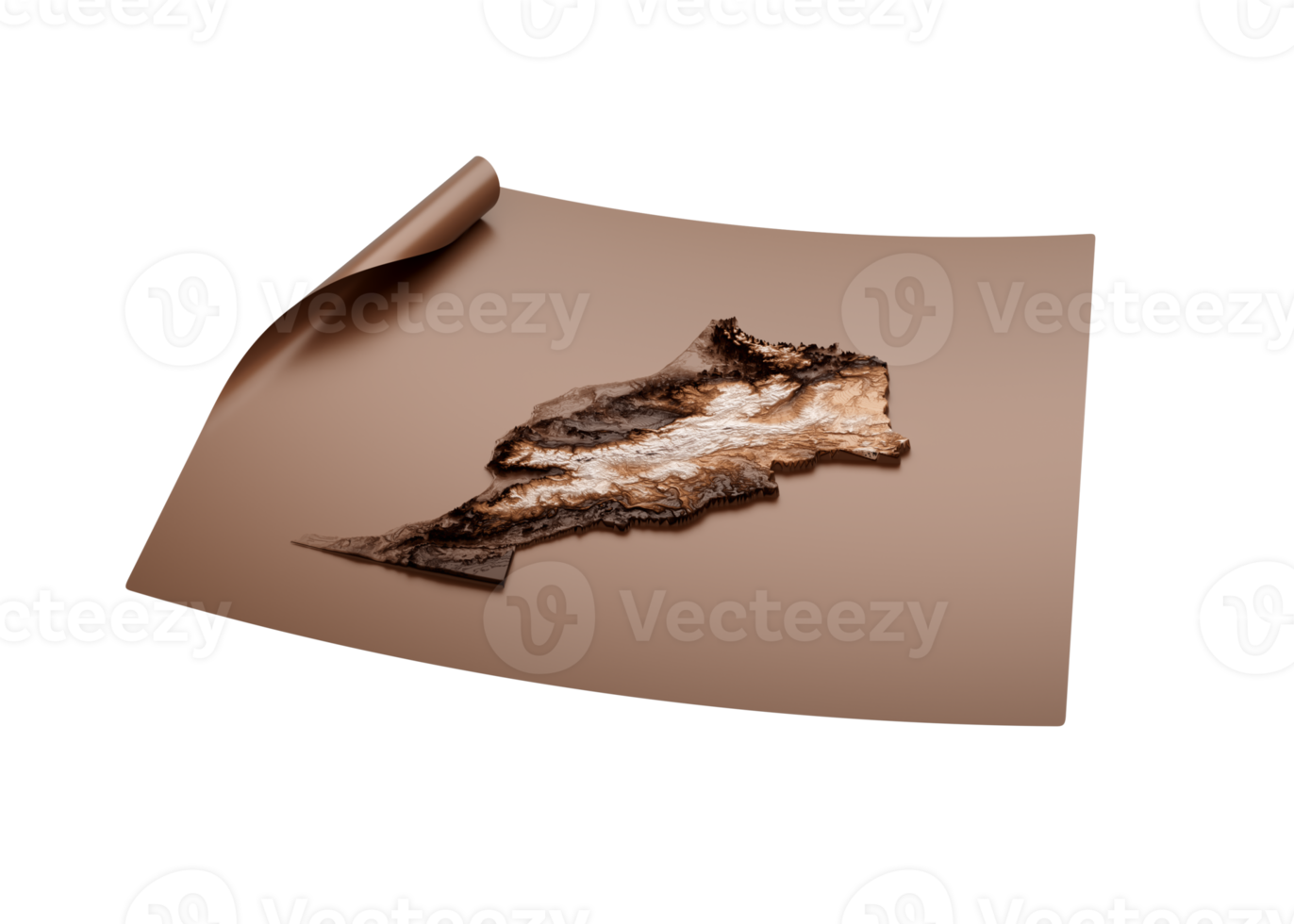 Map Of Morocco Old Style Brown On Unrolled Map Paper Sheet 3d Illustration png