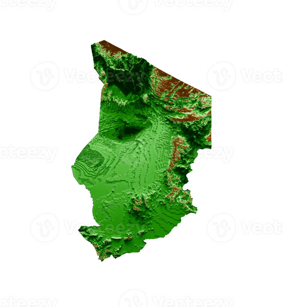 Chad Topographic Map 3d realistic map Color 3d illustration png