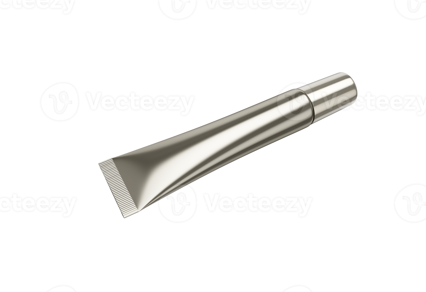 Silver Shiny Product Tube With Cap For Cosmetic Cream Mock Up 3d Illustration png