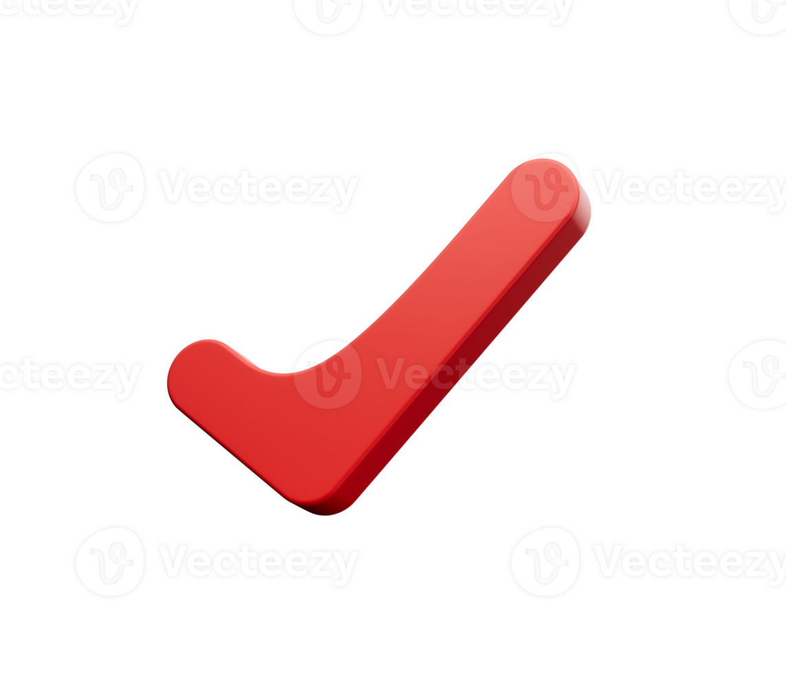 3d Shiny Red Check Mark Symbol Icon 3d Illustration png