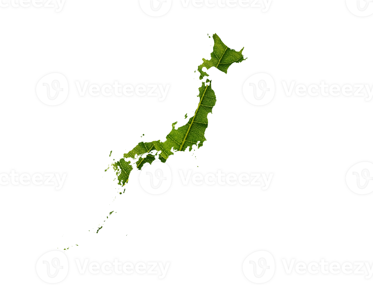 Japan map made of green leaves ecology concept png