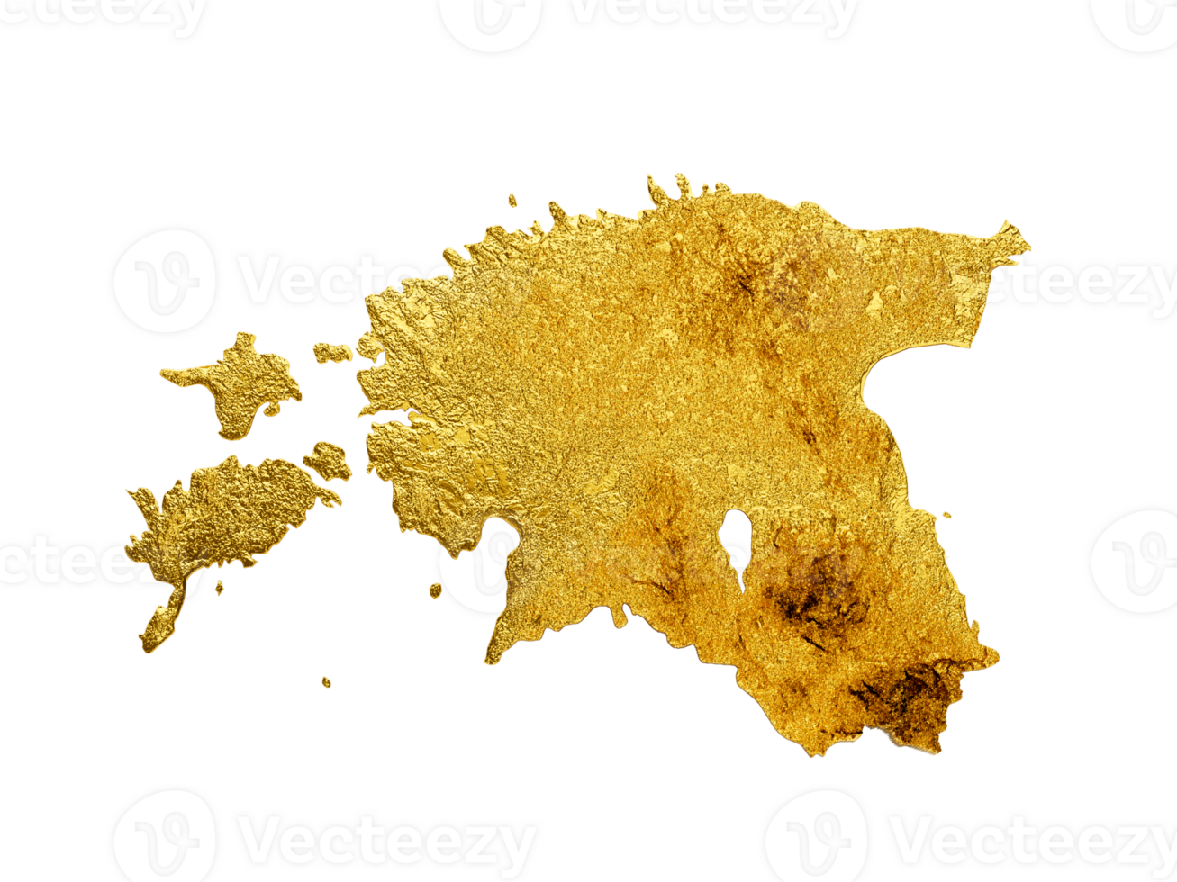 Estonia Map Golden metal Color Height map 3d illustration png