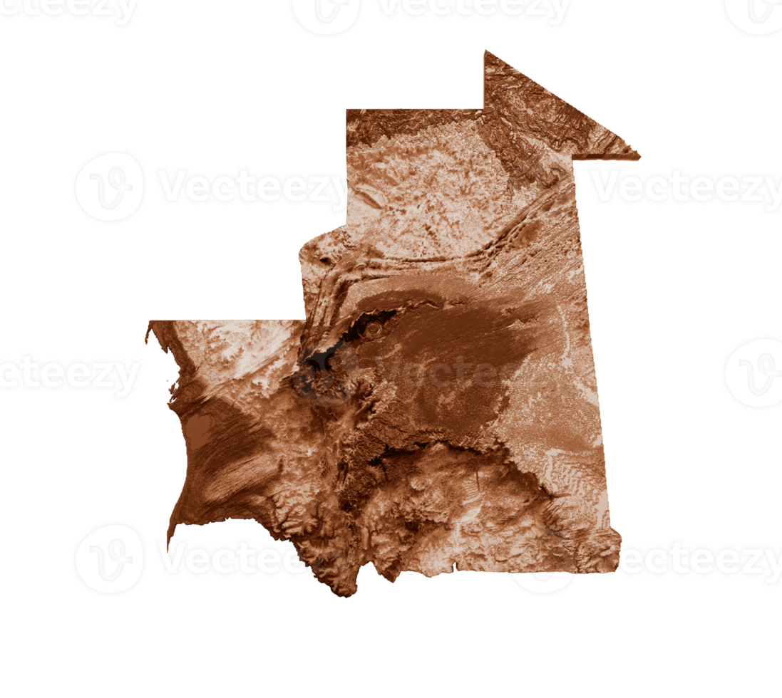 Map of Mauritania in old style, brown graphics in a retro style Vintage Style. High detailed 3d illustration png