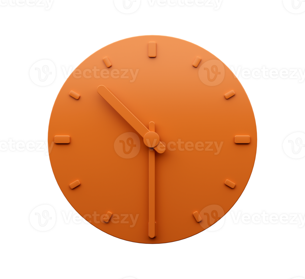 Minimal Orange clock Half past Ten o'clock abstract Minimalist wall clock Ten Thirty 3d Illustration png