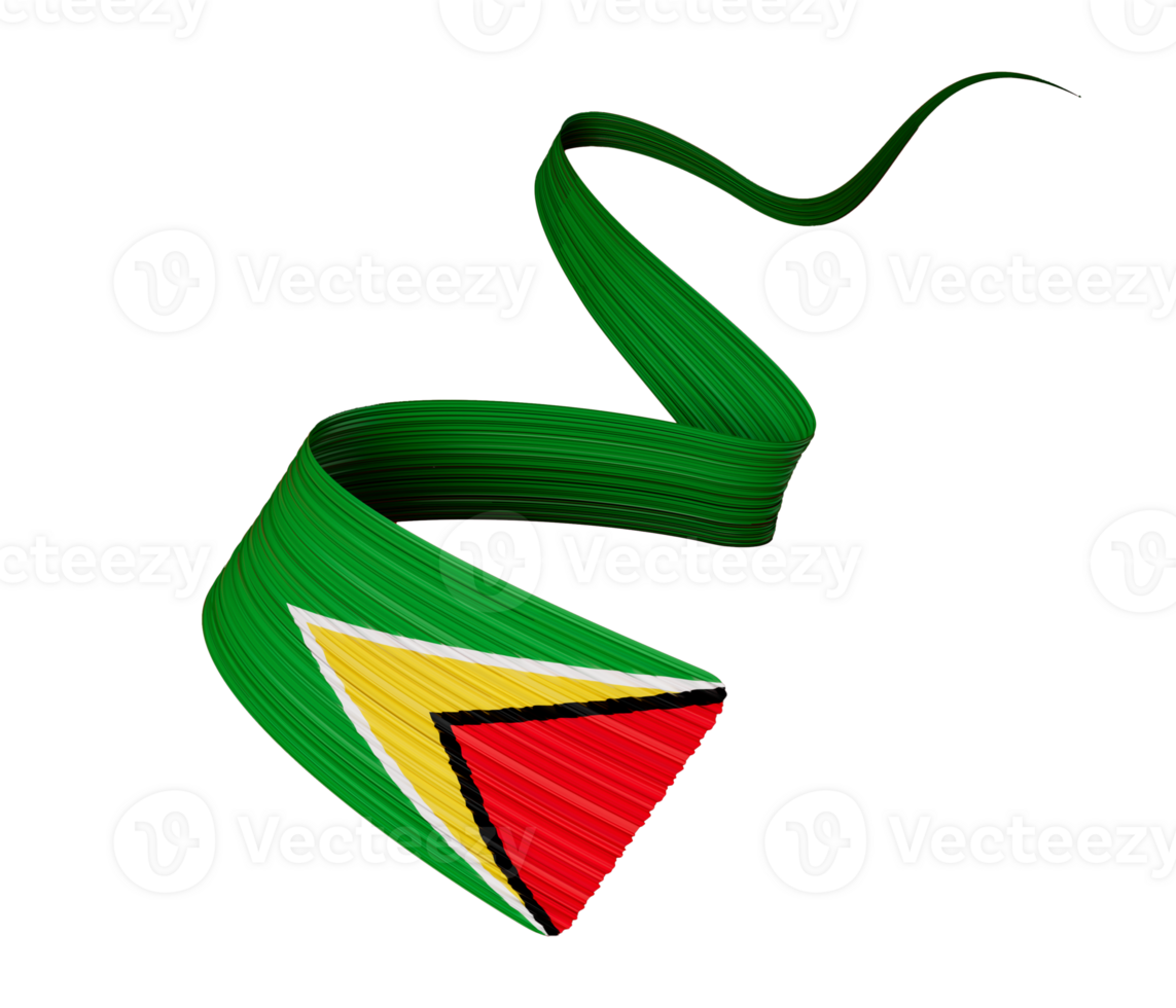 3d Flag Of Guyana Country, 3d Wavy Shiny Ribbon, 3d illustration png
