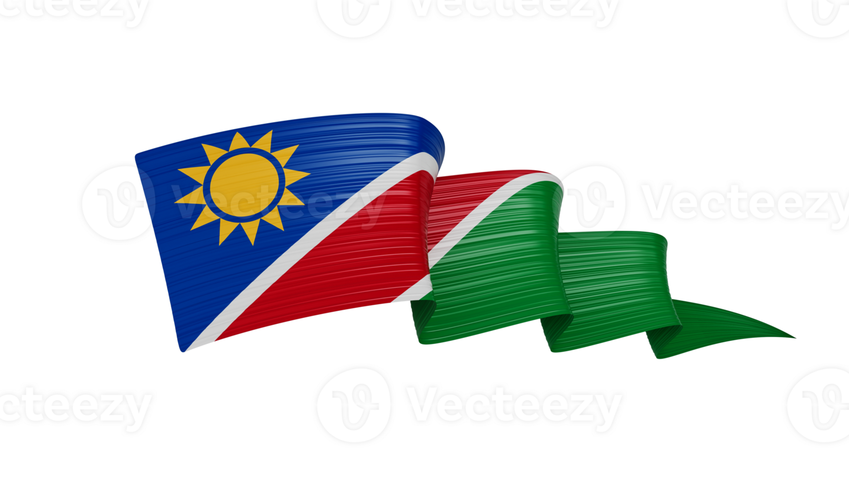 Waving ribbon or banner with flag of Namibia. Template for independence day 3d illustration png