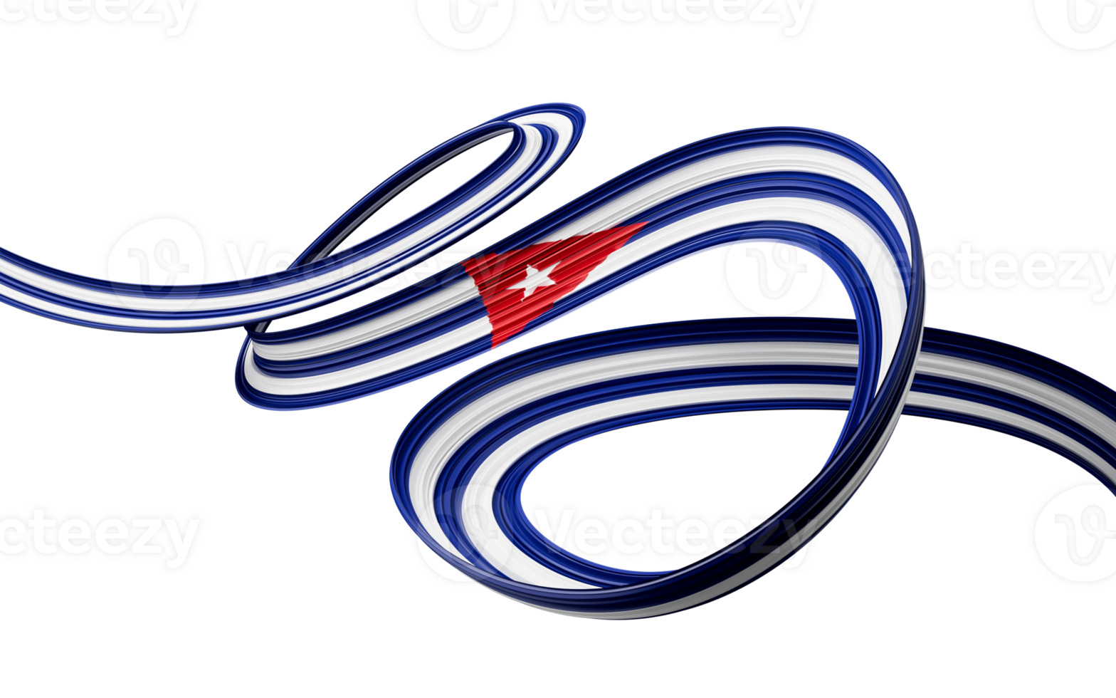 Cuba or Cuban flag wavy abstract ribbon. 3d illustration. png