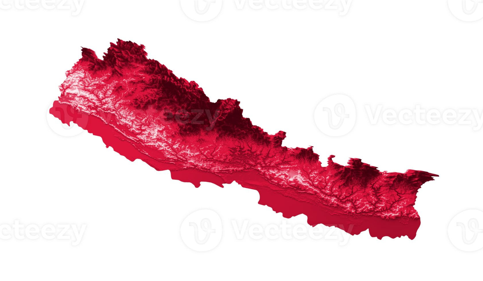Nepal map with the flag Colors Blue White and Red Shaded relief map 3d illustration png