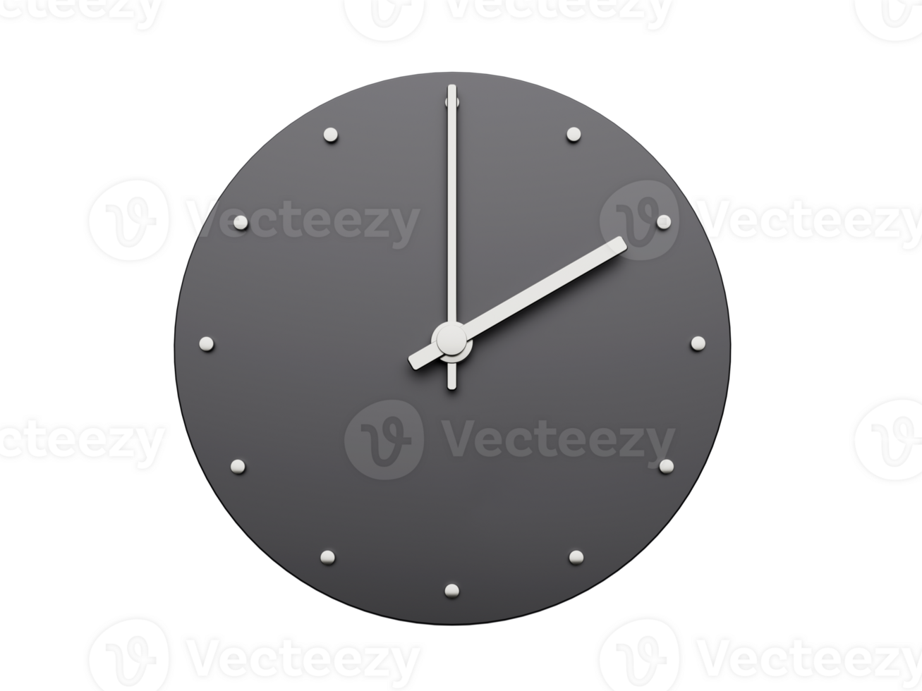 Simple clock gray Two o'clock 2 Modern Minimal Clock. 3D illustration png