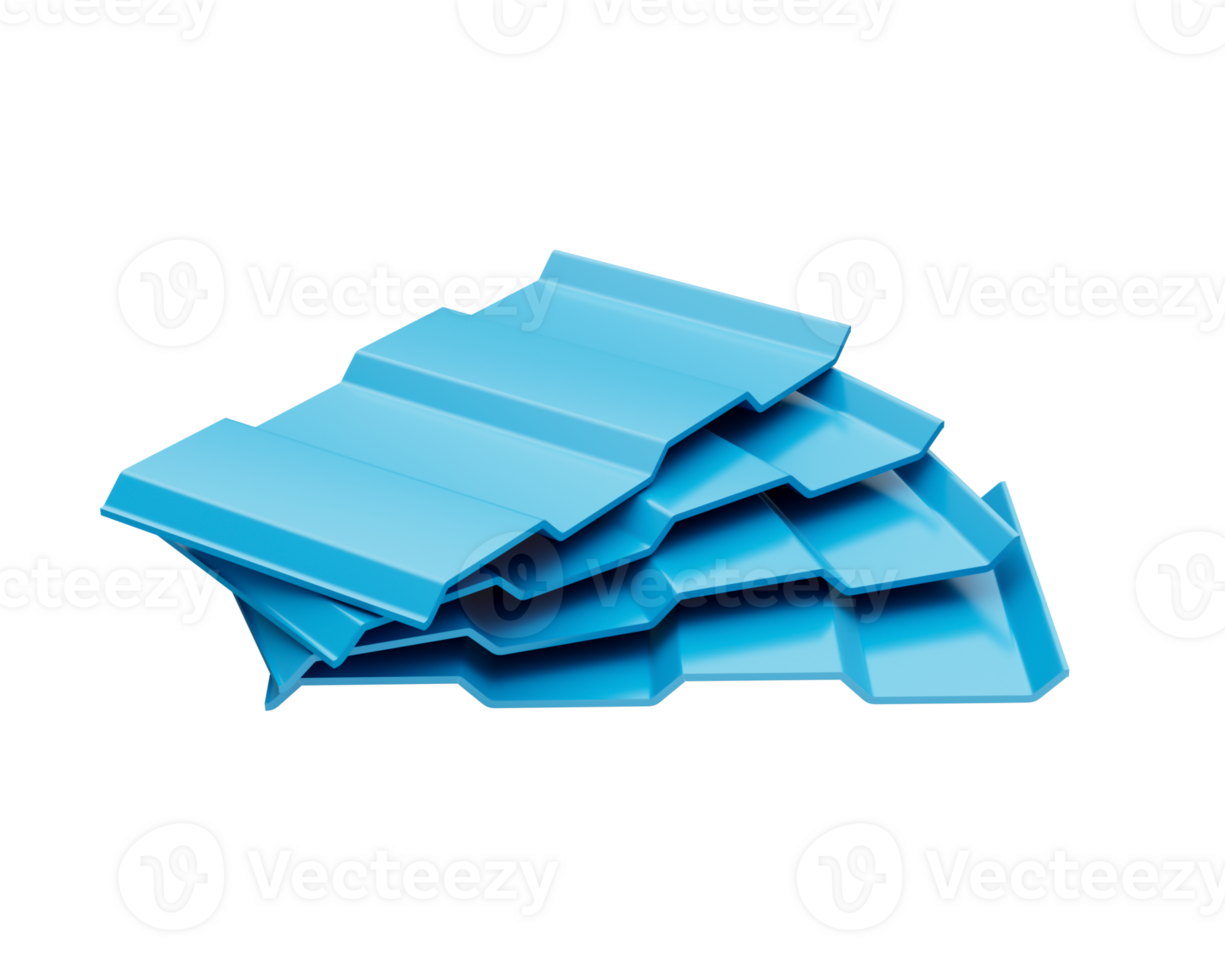 Blue Metallic Stacks Of Corrugated Galvanised Iron For Roof Sheets 3d Illustration png