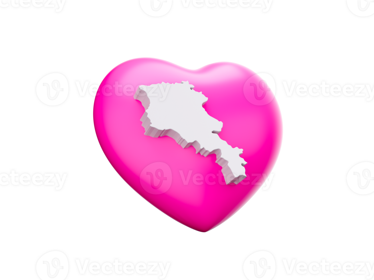 3d Pink Heart With 3d White Map Of Armenia, 3d Illustration png
