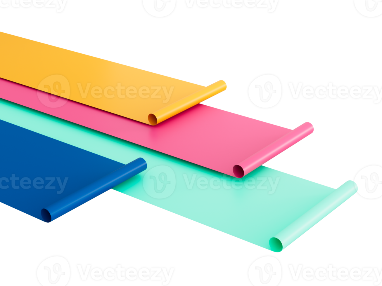 Colorful paper sheets roll 3d illustration png