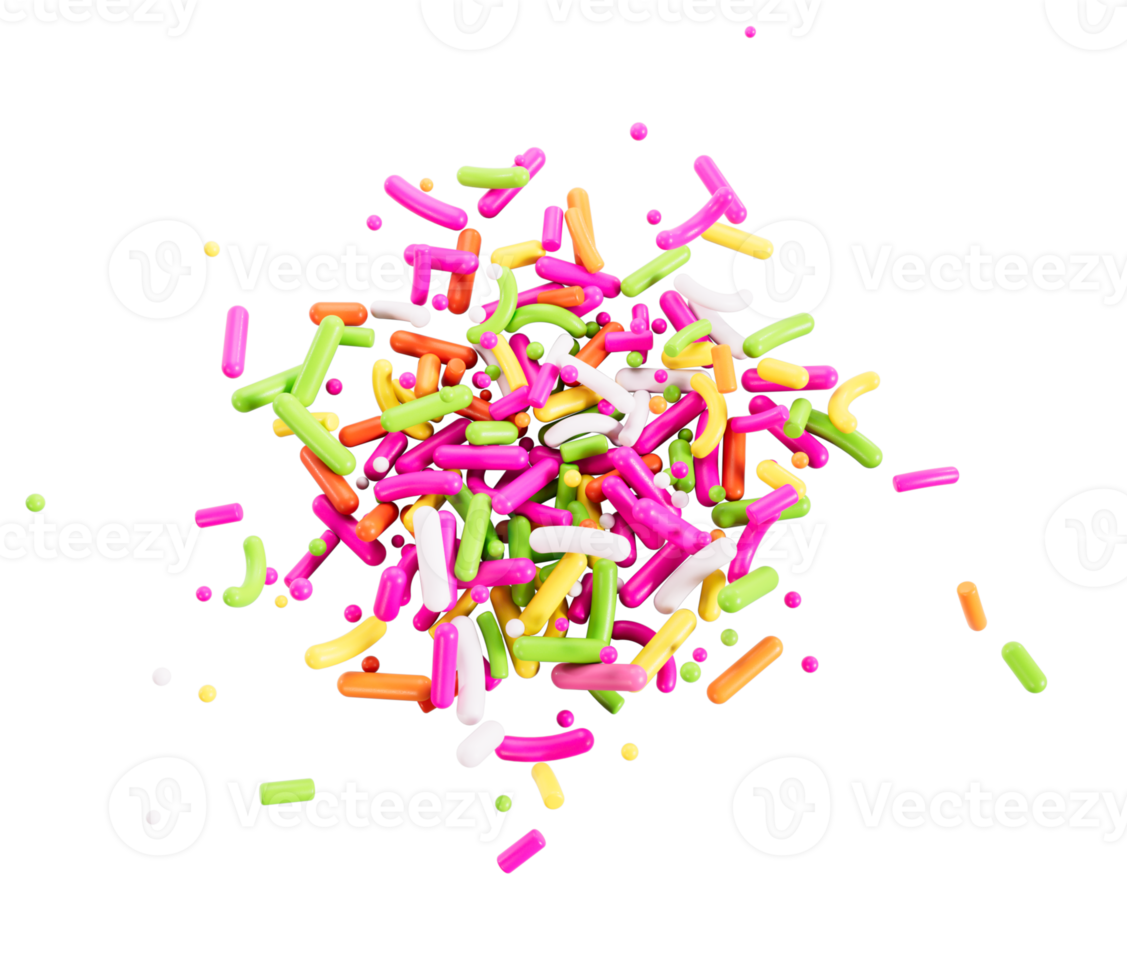 3d Colorful Sugar Sprinkles, Decoration For Cake And Bakery, 3d illustration png