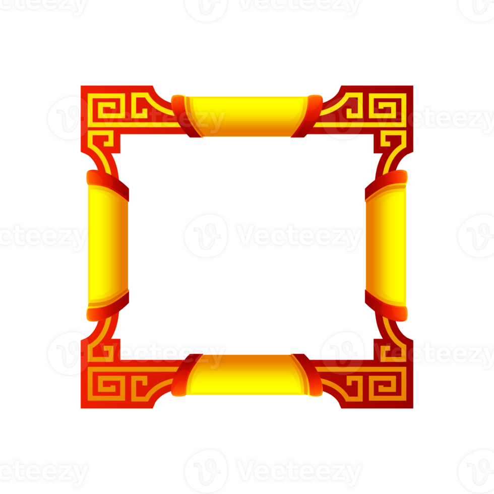 Chinese golden-red Frame. Chinese-style background. Game element, APP icon or banner. png