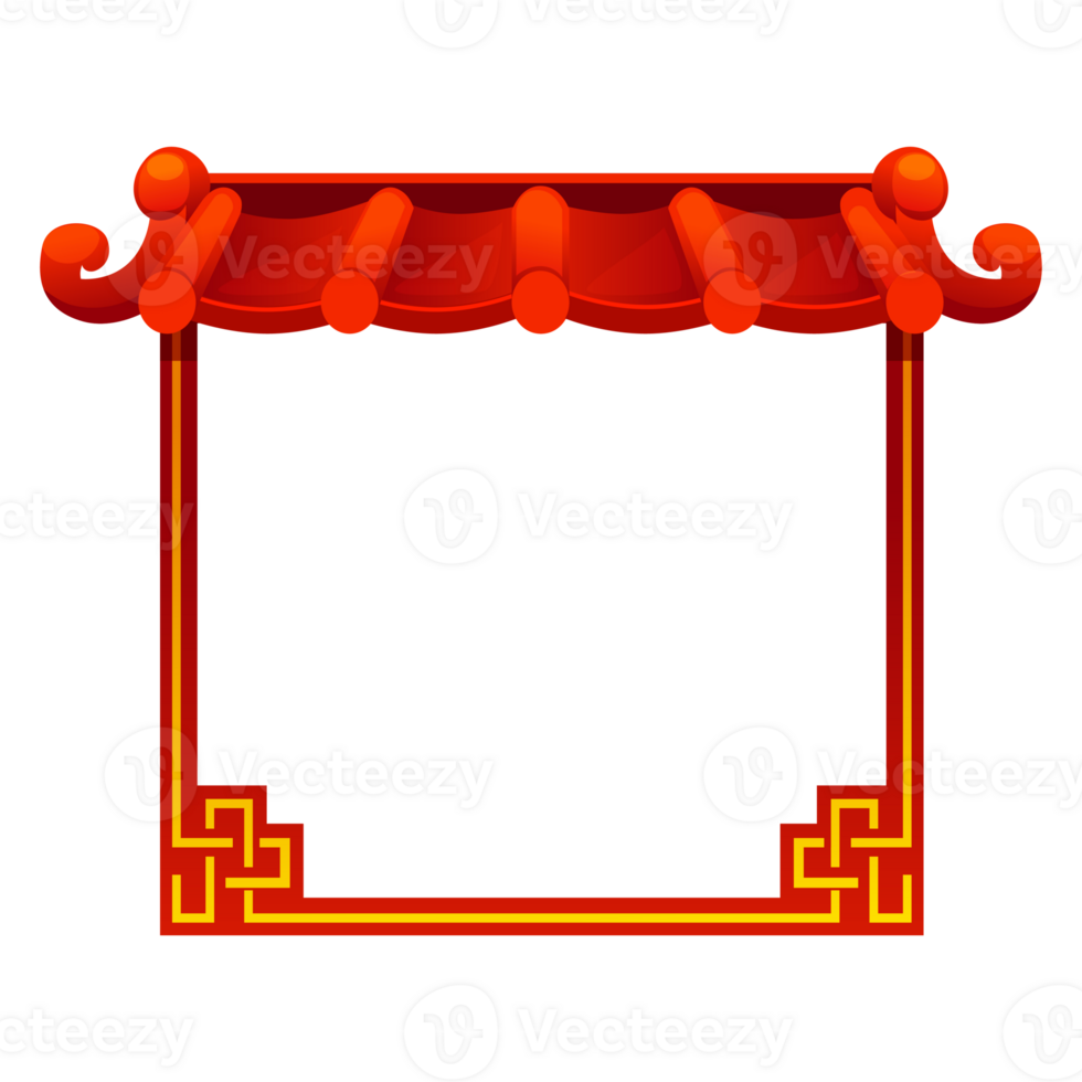 Red Chinese frames with roof. Chinese-style background for your icon. Game element, APP icon or banner. png