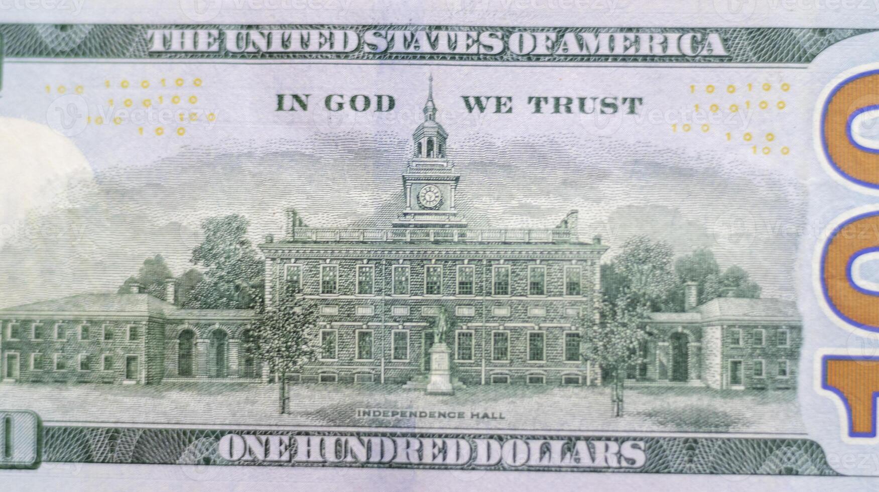 Close up shot of the 100 US dollars note bill. Finance photo