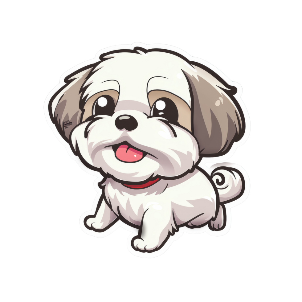 Maltese dog cartoon sticker png